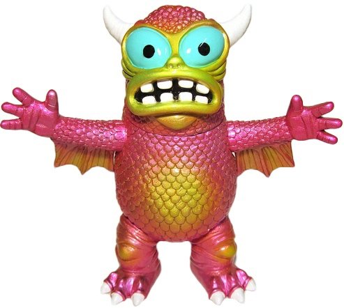 Neon Metallic Pink Greasebat 1988 figure by D-Lux, produced by Monster Worship. Front view.