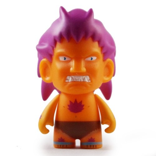 Blanka (Purple) figure by Capcom, produced by Kidrobot. Front view.