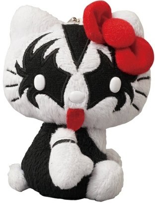 Kiss x Hello Kitty Plush - The Demon figure by Sanrio, produced by Medicom Toy. Front view.