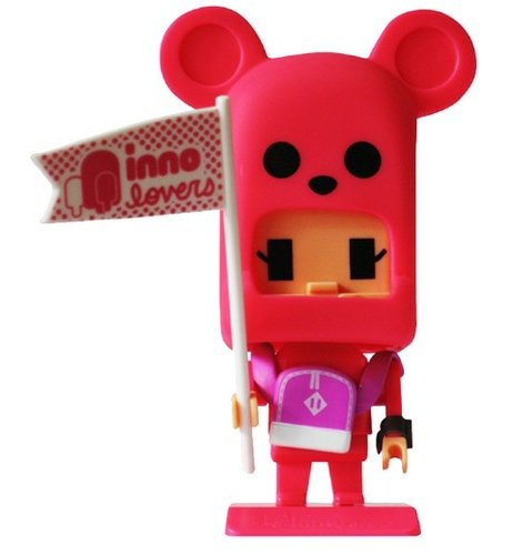 Pink Bear figure by Jason Siu. Front view.