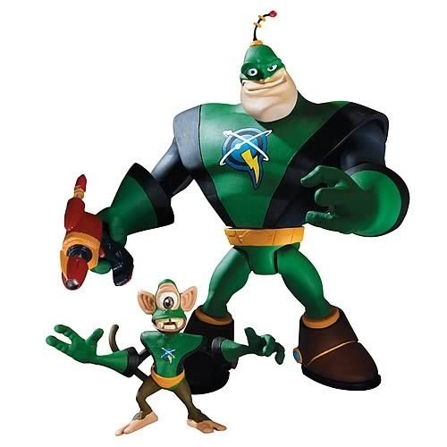 Captain Qwark with Scrunch figure, produced by Dc Direct. Front view.