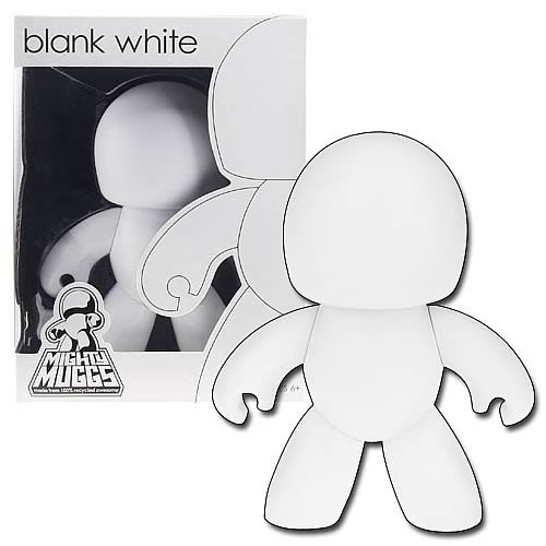 Blank White Mighty Muggs figure, produced by Hasbro. Front view.