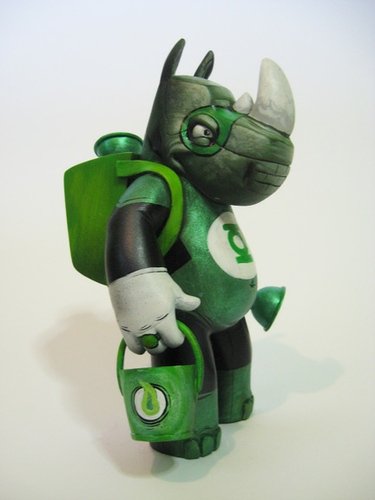 Green Lantern Rumpus figure by Scribe, produced by Cardboard Spaceship. Front view.
