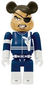 Nick Fury Be@rbrick 100% figure by Marvel, produced by Medicom Toy. Front view.