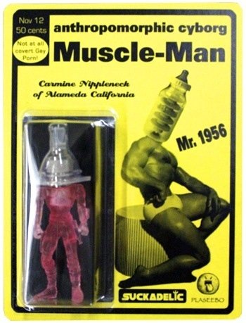 Muscle-Man figure by Bob Conge (Plaseebo), produced by Suckadelic. Front view.