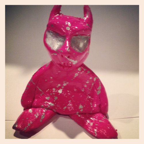 Masked - Pink Variant figure by Quinn Humlicek. Front view.