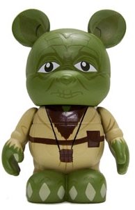 Master Yoda figure by Mike Sullivan, produced by Disney. Front view.