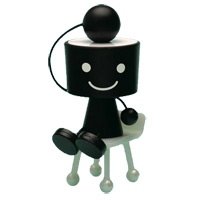Knockman Chair figure by Maywa Denki, produced by Cube Works. Front view.