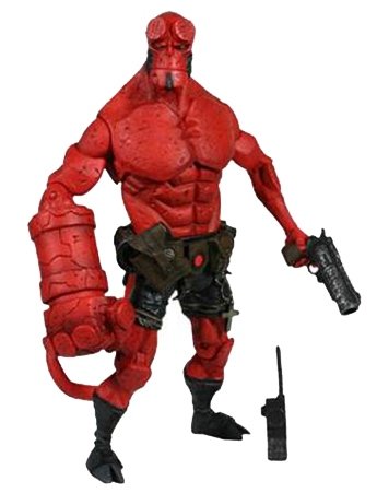 Hellboy w/ Closed Mouth  figure by Mike Mignola, produced by Mezco Toyz. Front view.