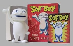 The SofBoy figure by Archer Prewitt, produced by Presspop. Front view.