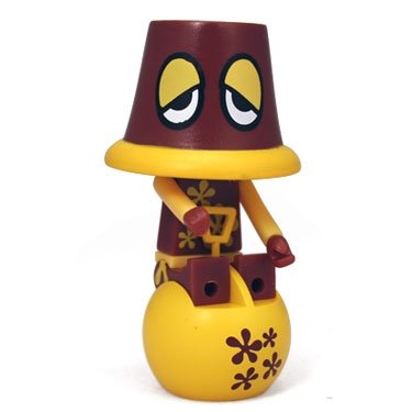 Brown Bucket figure by Sket One, produced by Kidrobot. Front view.