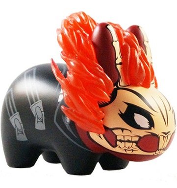 Ghost Rider Labbit figure by Marvel, produced by Kidrobot. Front view.