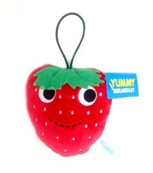 Strawberry Mini Plush figure by Heidi Kenney, produced by Kidrobot. Front view.
