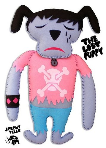 The Lost Puppy figure by Jeremyville X Cupco. Front view.