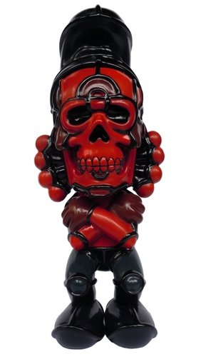 Deathead Smurk Crimson figure by David Flores X Hellfire Canyon Club, produced by Blackbook Toy. Front view.