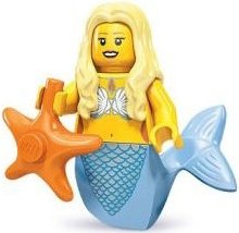 Mermaid figure by Lego, produced by Lego. Front view.