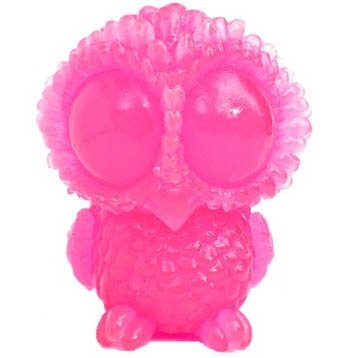 Baby Owl - GID PINK figure by Kathleen Voigt. Front view.