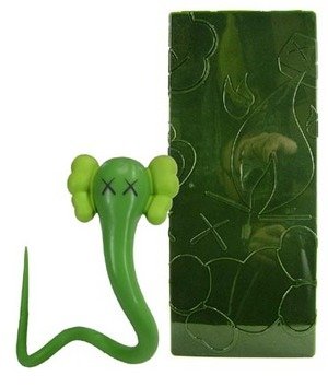 Bendy - Green figure by Kaws, produced by Medicom Toy. Front view.