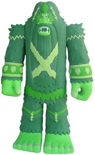 The Forest Warlord - Green  figure by Bigfoot One, produced by Kuso Vinyl. Front view.