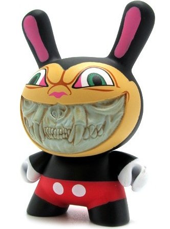 Grin Dunny figure by Ron English, produced by Kidrobot. Front view.