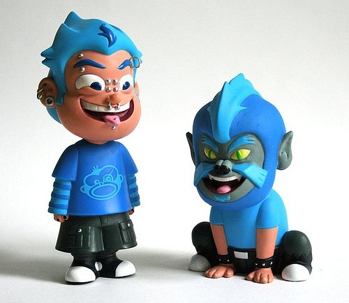 Pierce the Human Pincushion and Nathan the Dog-Faced Boy  figure by Jared Deal, produced by Carnival Cartoons. Front view.