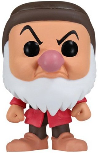 Grumpy figure by Disney, produced by Funko. Front view.