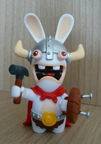 Viking Hammer Rabbid figure by Ubiart Toyz, produced by Ubisoft. Front view.