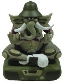 Ganesh - Green figure by Doze Green, produced by Kidrobot. Front view.