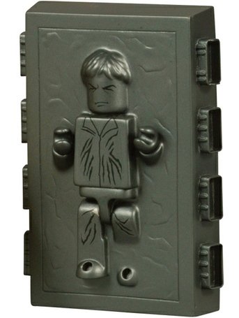 Han Solo in Carbonite Block figure by Lucasfilm Ltd., produced by Medicom Toy. Front view.