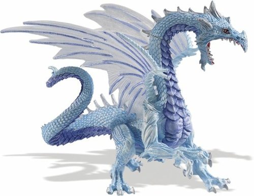 Ice Dragon figure, produced by Safari Ltd.. Front view.