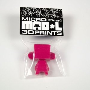 Micro Mad*L 3D Print - Pink figure by Jeremy Madl (Mad). Front view.