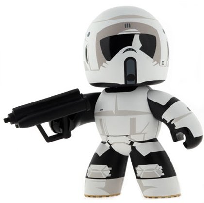 Scout Trooper figure, produced by Hasbro. Front view.