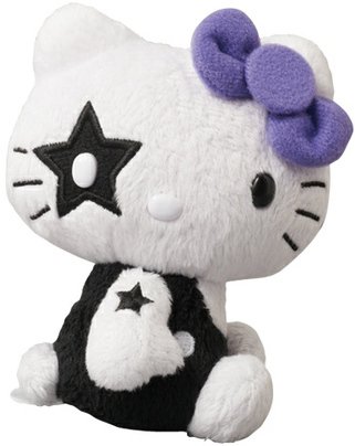 Kiss x Hello Kitty Plush - The Starchild figure by Sanrio, produced by Medicom Toy. Front view.
