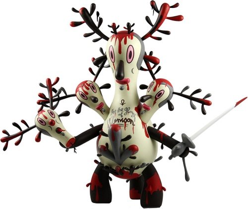 Buckingham Warrior Bloody Edition figure by Gary Baseman, produced by The Loyal Subjects. Front view.