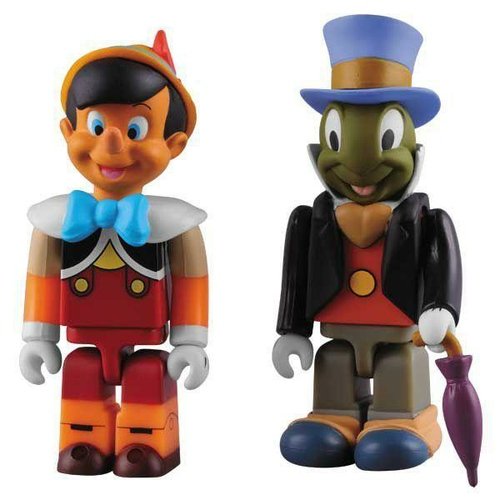 Pinocchio & Jiminy Cricket Kubrick 2 Pack figure by Disney, produced by Medicomtoy. Front view.