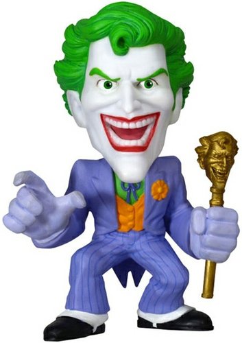 Joker Funko Force Bobble Head figure by Dc Comics, produced by Funko. Front view.