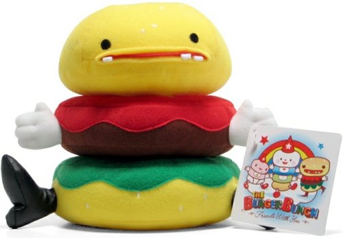 Mr. TTT Burger figure by Friends With You, produced by Strangeco. Front view.