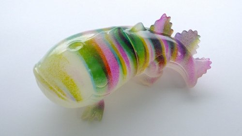Rainbow Koi Killer figure by Bwana Spoons, produced by Gargamel. Front view.
