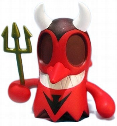 Diablo BoOoya figure by Jeremy Madl (Mad), produced by Kidrobot. Front view.