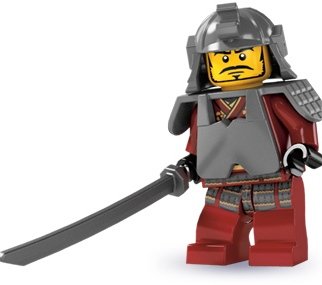 Samurai Warrior figure by Lego, produced by Lego. Front view.
