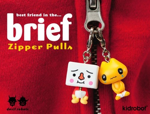 In The Brief Zipper Pulls figure by Devilrobots, produced by Kidrobot. Front view.