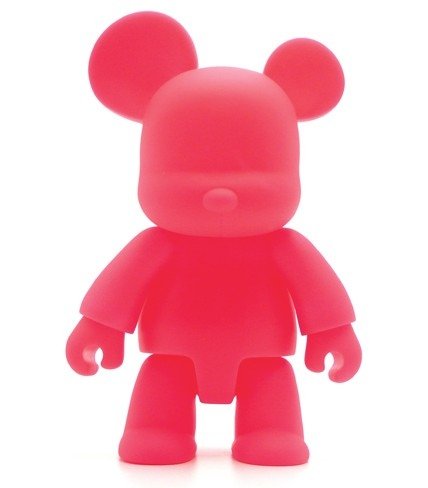 Bear Qee - Pink GID DIY  figure, produced by Toy2R. Front view.
