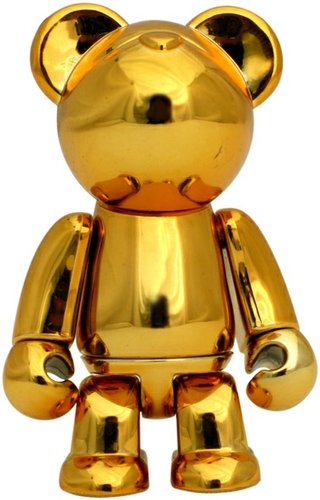 Bax Bear - Gold Plated  figure by Michael Zhu, produced by Oso Design House. Front view.