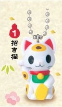 Lucky Cat Keychain figure by Konatsu, produced by Konatsuya. Front view.