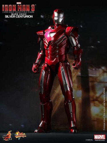 Iron Man 3 : Silver Centurion (Mark XXXIII) figure by Jc. Hong, produced by Hot Toys. Front view.