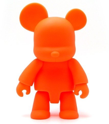 Bear Qee - Orange GID DIY  figure, produced by Toy2R. Front view.