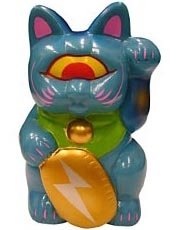 Mini Fortune Cat - Blue figure by Mori Katsura, produced by Realxhead. Front view.