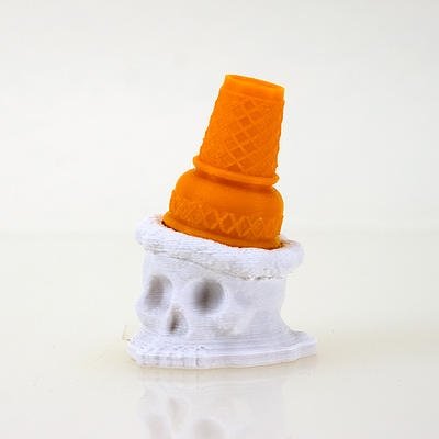 3d printed Ice Scream Man Bite Size white figure by Brutherford, produced by Brutherford Industries. Front view.