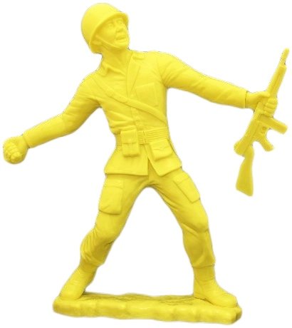 Big Army Man - GID figure by Frank Kozik, produced by Ultraviolence. Front view.