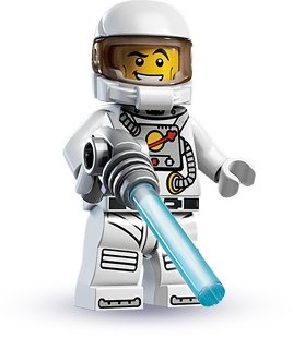 Spaceman figure by Lego, produced by Lego. Front view.